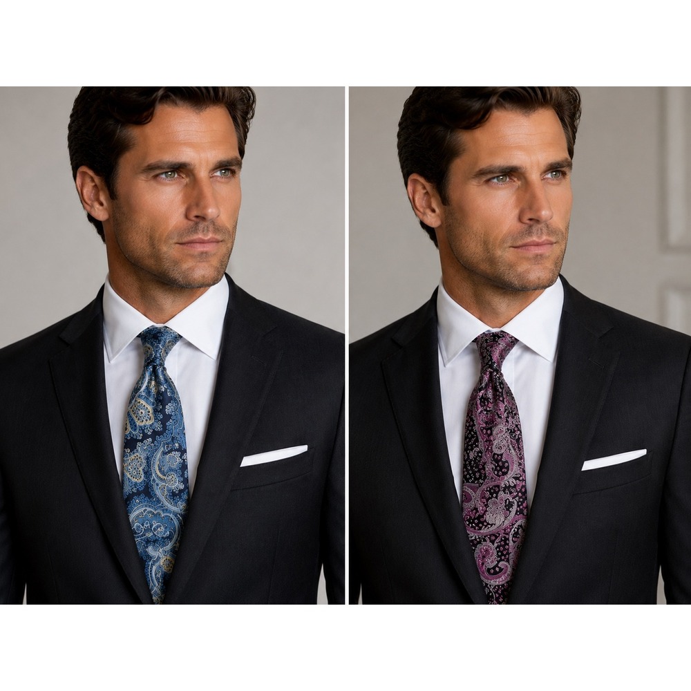 Nautica & Geoffrey Beene Mens Silk Tie Bundle 2 Pack Blue Purple Paisley Silk
